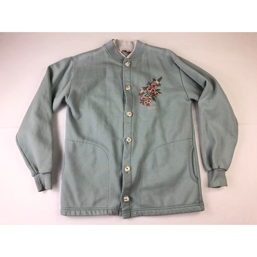 Alaska Embroidered‎ Button Womens M Front Sweatshirt  Cottage Core Cardigan